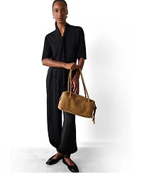 Whistles Women's Short Sleeve Tie-Neck Jersey Top