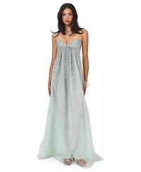 Miss Circle Women's Wallie Backless Sweetheart Rhinestone-Embellished Mesh Gown