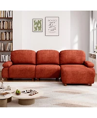 Streamdale Furniture 111" Modern Chenille Modular L-Shaped Sectional Sofa with Ottoman
