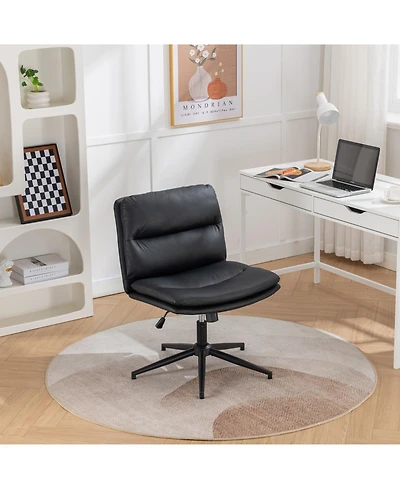 Rainsken Pu Leather Swivel Criss-Cross Chair, with Height Adjustable and Swivel, for Home Office, Apartment, Criss Cross Chair