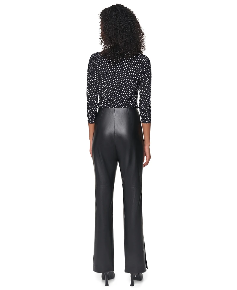 Dkny Women's Butter High-Waisted Flared Faux Leather Pants