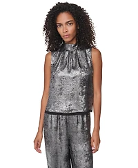Dkny Women's Empire State Steel Mock Neck Swing Cocktail Blouse