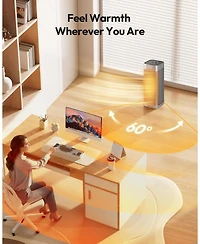 Space Heaters for Indoor Use, Portable Electric Heater with Thermostat, 1500W Ptc Ceramic Room Heater with Remote, 5 Modes, 60degree