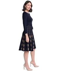 Jessica Howard Women's 3/4 Sleeve Fit & Flare Dress