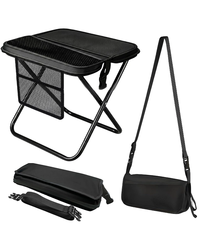 Aofar Folding Stool Portable Camping Side Pockets Shoulder Strap Outdoor Hiking Fishing