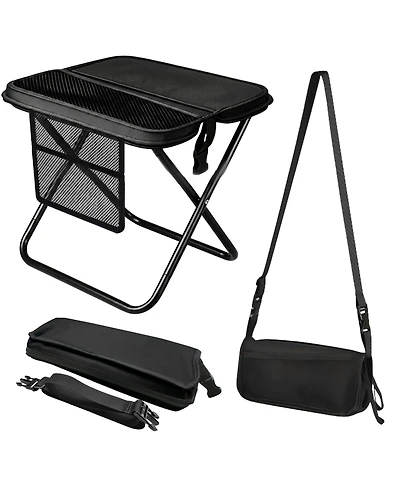 Aofar Folding Stool Portable Camping Side Pockets Shoulder Strap Outdoor Hiking Fishing