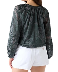 Guess Women's Avery Long-Sleeve Tie-Front V-Neck Blouse