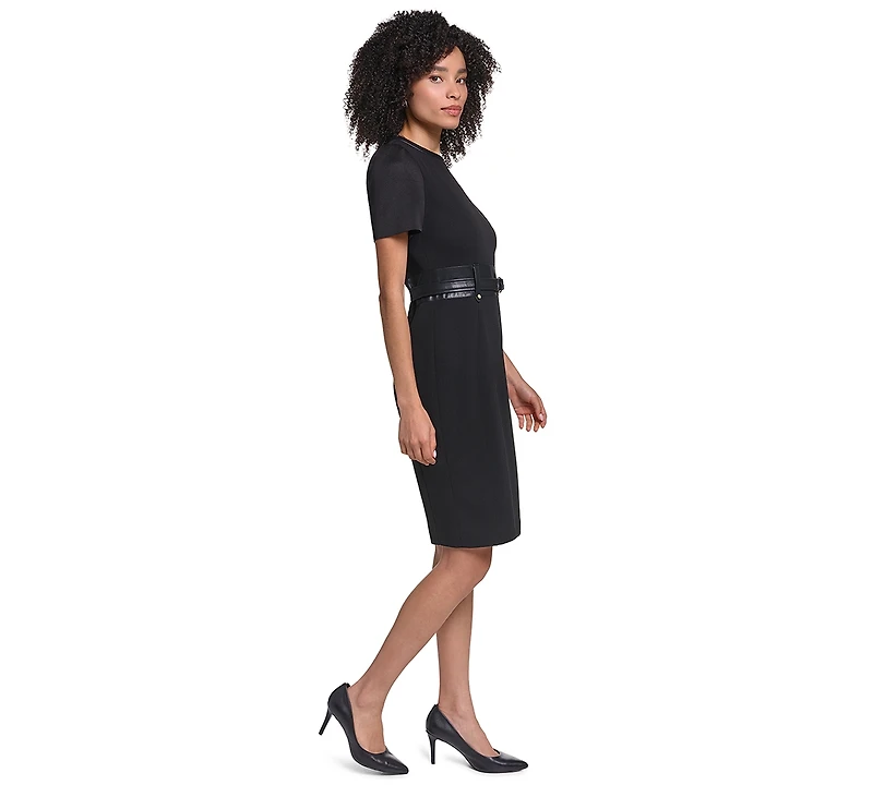 Karl Lagerfeld Paris Women's Scuba-Crepe Short-Sleeve Sheath Dress