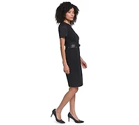 Karl Lagerfeld Paris Women's Scuba-Crepe Short-Sleeve Sheath Dress