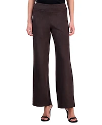 Anne Klein Petite Scuba Suede Pull-On Wide-Leg Pants