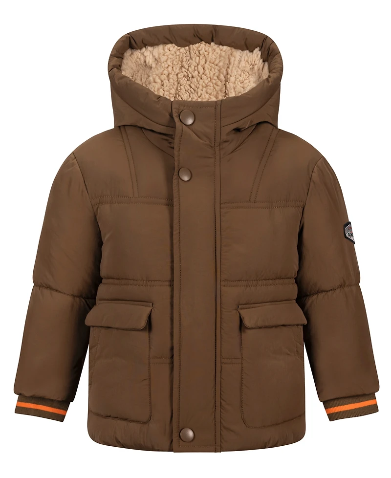 S Rothschild & Co Baby Boys' Sherpa-Lined Quilted Hooded Jacket