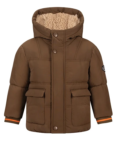 S Rothschild & Co Baby Boys' Sherpa-Lined Quilted Hooded Jacket