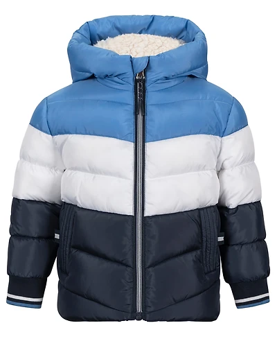 S Rothschild & Co Baby Boys' Tricolor-Block Hooded Puffer Jacket
