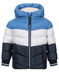 S Rothschild & Co Baby Boys' Tricolor-Block Hooded Puffer Jacket