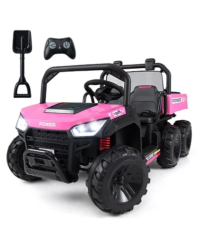 Sugift 24V 2-Seater Kids Ride on Dump Truck 4WD with Electric Dump Bed and Parent Remote Ages 3-8