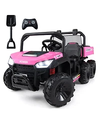Sugift 24V 2-Seater Kids Ride on Dump Truck 4WD with Electric Dump Bed and Parent Remote Ages 3-8