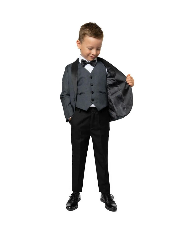 Peanut Butter Collection Toddler Boys' 2T-5T Love and Angels Slim-Fit Jacket, Vest, Pants, Bowtie Shirt, 5-Piece Set