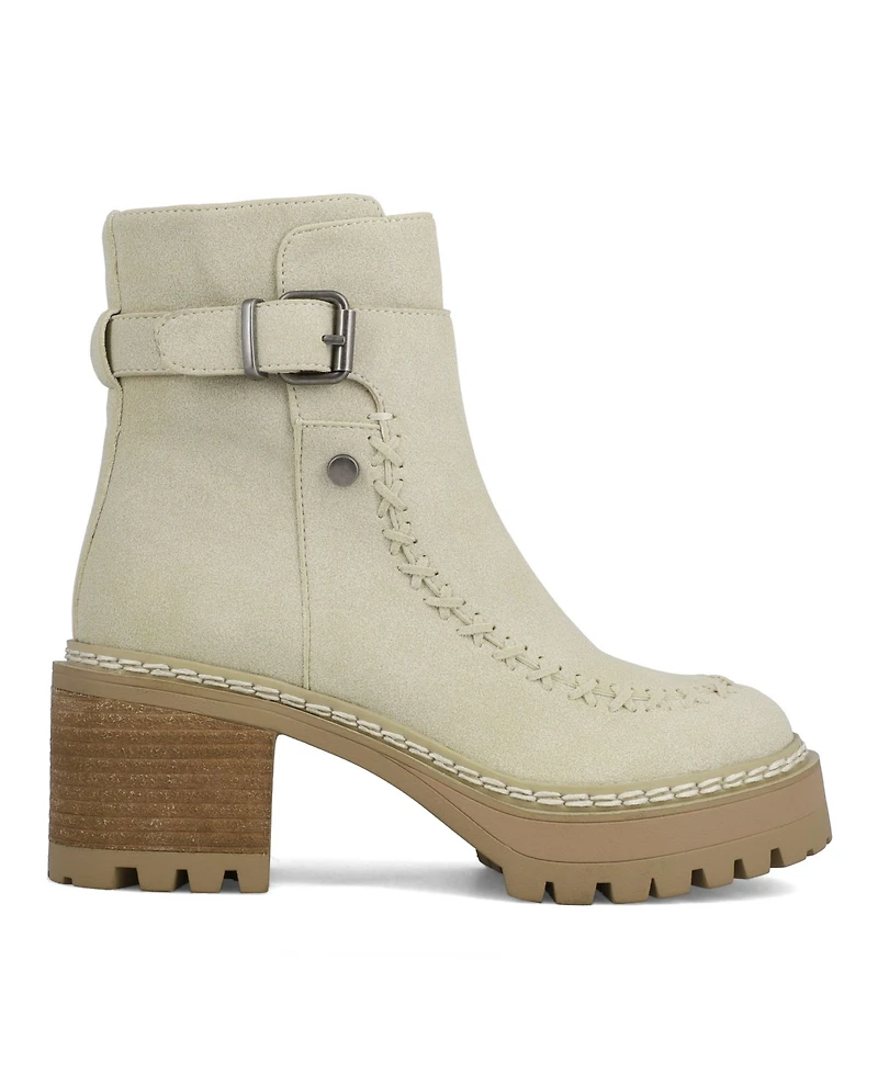 Mia Women's Toula Lug Sole Whipstitch Booties