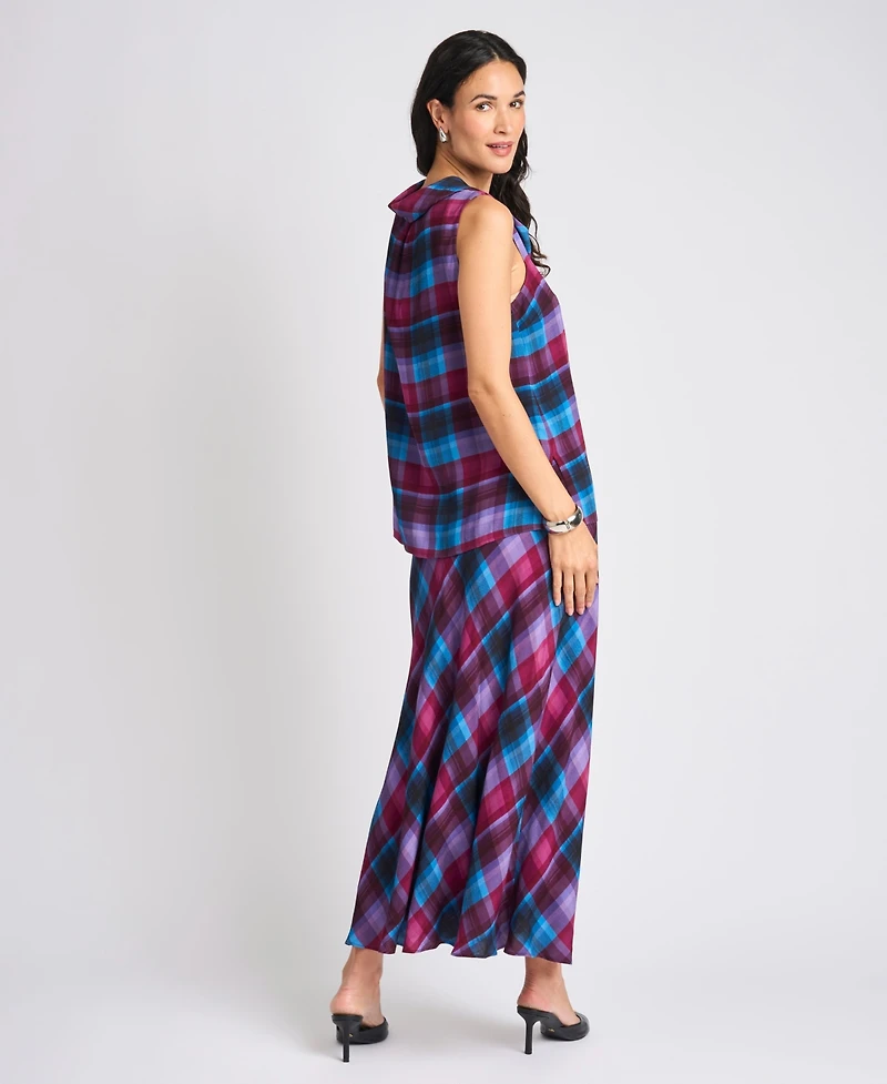 Vince Camuto Women's Bias Plaid A-Line Maxi Skirt