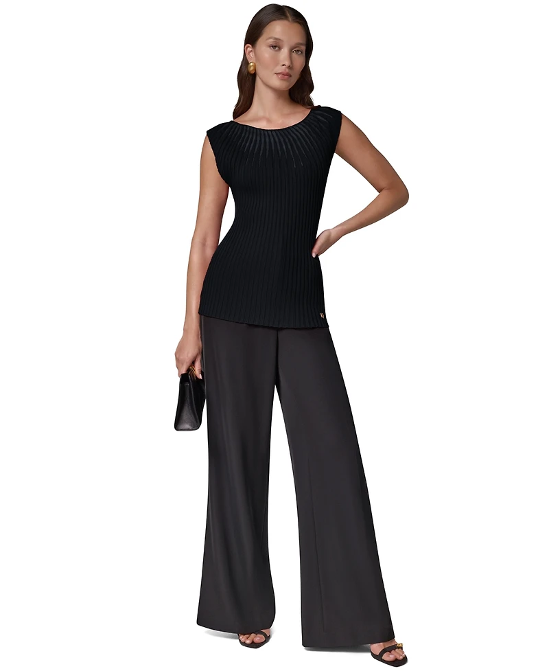 Donna Karan New York Women's Crewneck Sleeveless Ribbed Pullover Sweater