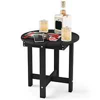 Sugift All-Weather Adirondack Outdoor Side Table with Slatted Wood-Grain Top