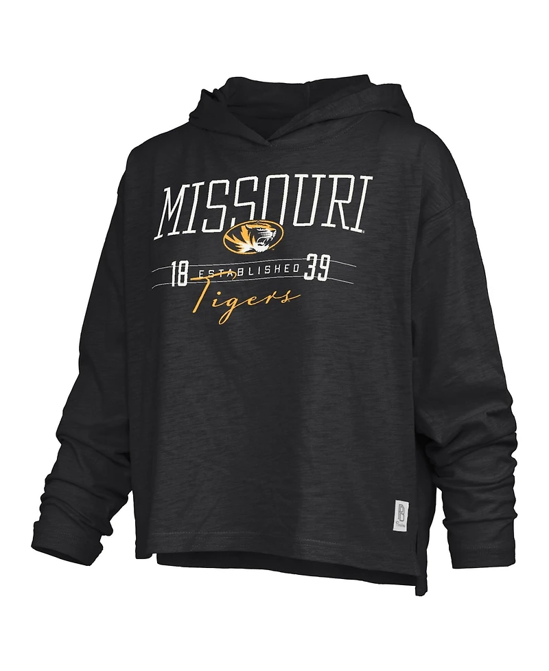 Pressbox Women's Missouri Tigers Oversized Slub-Fabric Hooded Long-Sleeve T-Shirt
