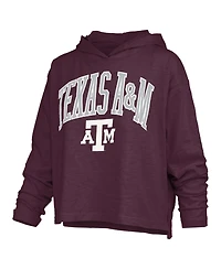 Pressbox Women's Texas A&M Aggies Nelson Slub Drop-Tail Hem Long-Sleeve Hooded T-Shirt