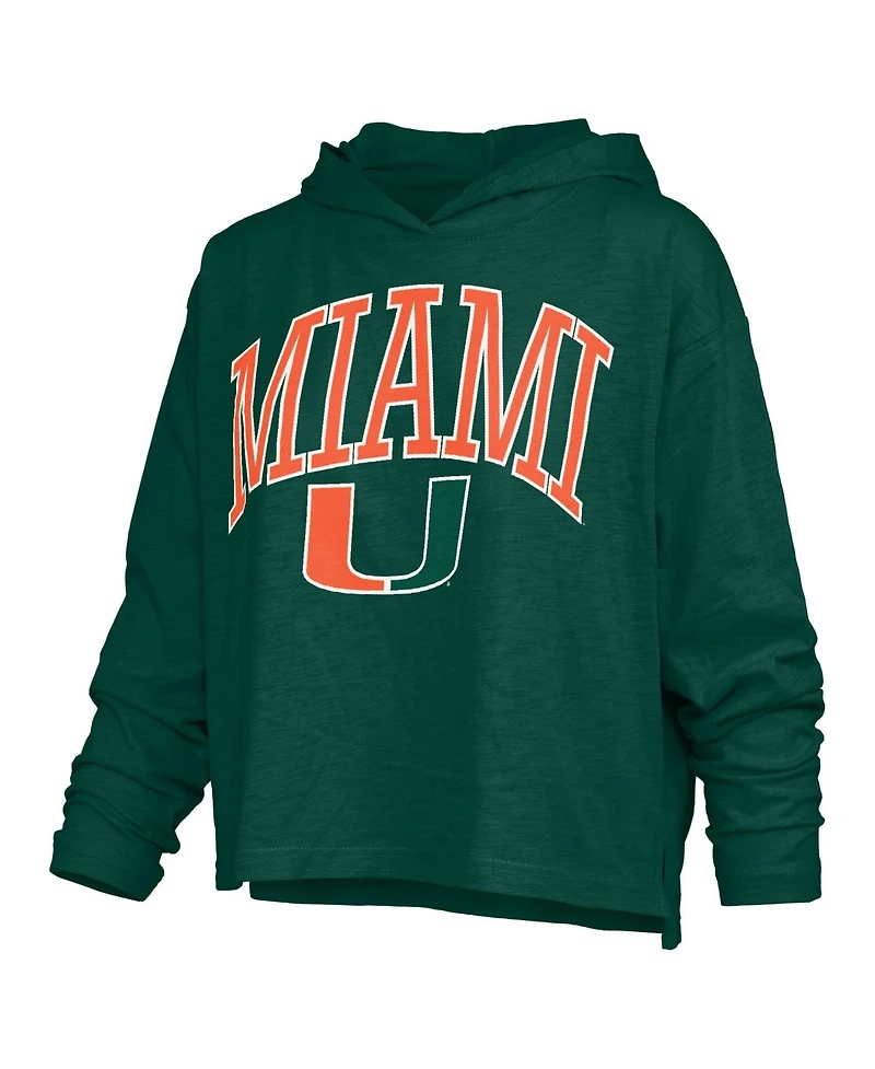 Pressbox Women's Nelson Arch Over Logo Long-Sleeve Hooded Oversized-Fit Side-Split T-Shirt