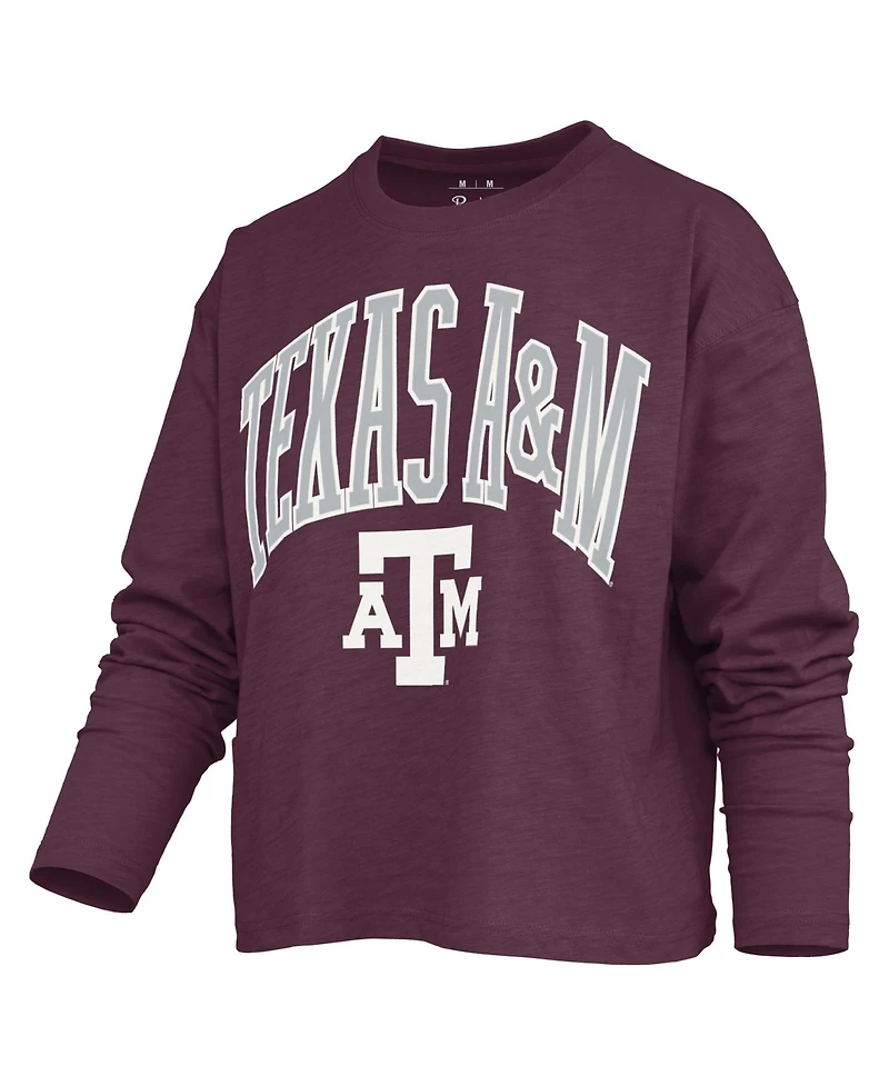Pressbox Women's Texas A&M Aggies Motley Boxy Long-Sleeve Burnout T-Shirt