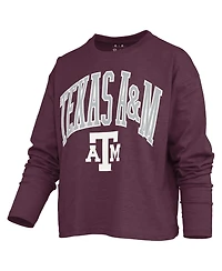 Pressbox Women's Texas A&M Aggies Motley Boxy Long-Sleeve Burnout T-Shirt
