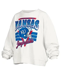 Pressbox Women's Kansas Jayhawks Janice Retro Logo Oversized Graphic Pullover Sweatshirt