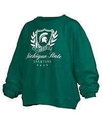 Pressbox Women's Michigan State Spartans Janice Oversized Fleece-Lined Cropped Sweatshirt