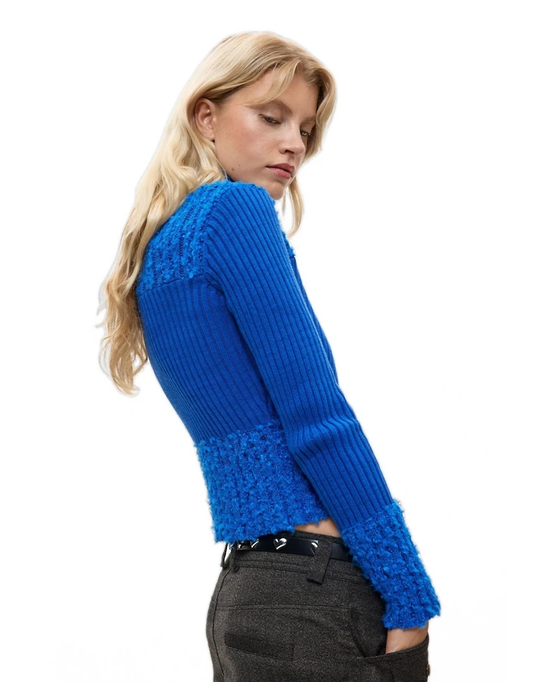 Desigual Women's Long-Sleeve Full-Zip Mock Neck Cardigan