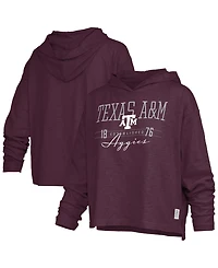 Pressbox Women's Castillo Texas A&M Aggies Oversized Slub Long-Sleeve Hooded T-Shirt