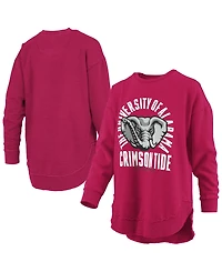 Pressbox Women's Blitz Alabama Crimson Tide Fleece-Lined Dropped-Shoulder Crewneck Sweatshirt