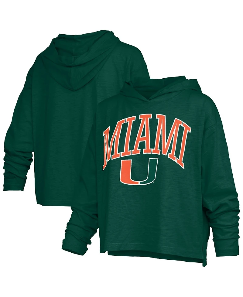 Pressbox Women's Nelson Arch Over Logo Long-Sleeve Hooded Oversized-Fit Side-Split T-Shirt