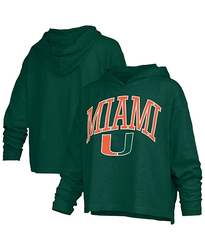 Pressbox Women's Nelson Arch Over Logo Long-Sleeve Hooded Oversized-Fit Side-Split T-Shirt