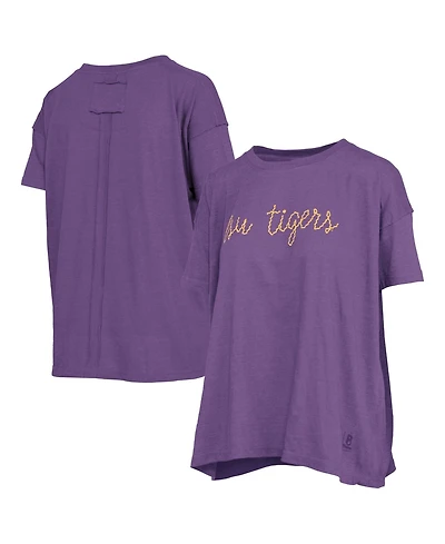Pressbox Women's Lsu Tigers Swirl Script Twisted Oversized T-Shirt