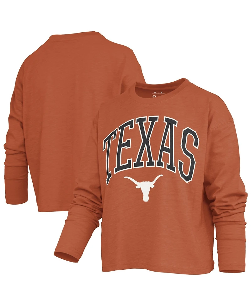 Pressbox Women's Texas Longhorns Motley Boxy Burnout Waist-Length T-Shirt