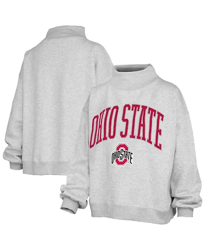 Pressbox Women's Ohio State Buckeyes Nelson Texture Lingo Oversized Mock-Neck Sweatshirt