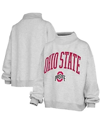 Pressbox Women's Ohio State Buckeyes Nelson Texture Lingo Oversized Mock-Neck Sweatshirt