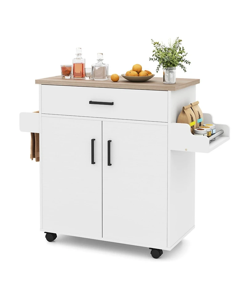 Volenca Rolling Kitchen Island Cart with Storage Shelves and Casters