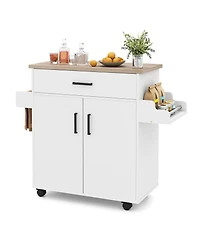 Volenca Rolling Kitchen Island Cart with Storage Shelves and Casters