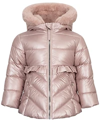 S Rothschild & Co Baby Girls' Metallic Fit Flare Hooded Coat