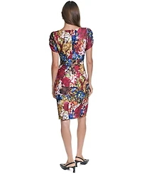 Karl Lagerfeld Paris Women's Floral-Print Short-Sleeve Scuba Crepe Dress