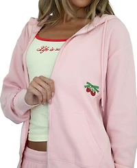 Mayfair Juniors' Life Is Sweet Graphic Kangaroo-Pocket Full-Zip Hoodie