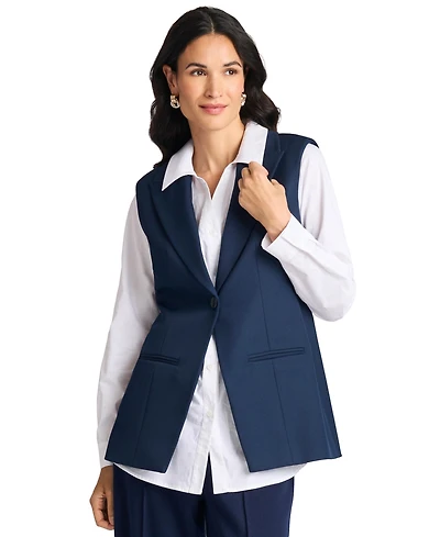 Vince Camuto Women's Twofer Long-Sleeve Collared Work Vest