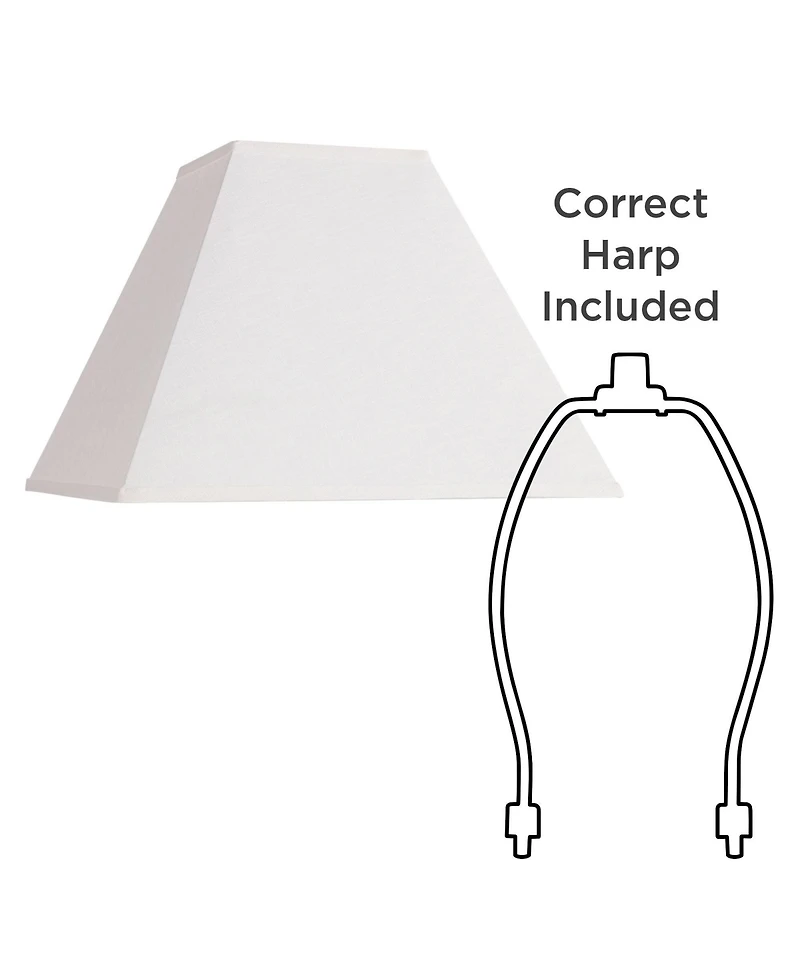 Springcrest White Linen Large Square Lamp Shade 7" Top x 17" Bottom x 13" Slant x 12" High (Spider) Replacement with Harp and Fini