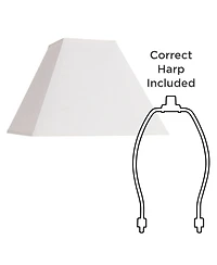 Springcrest White Linen Large Square Lamp Shade 7" Top x 17" Bottom x 13" Slant x 12" High (Spider) Replacement with Harp and Fini