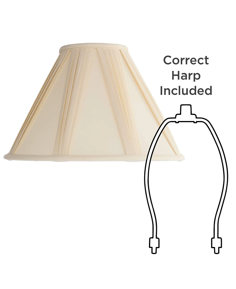 Springcrest Collection Empire Lamp Shade Ivory French Drape Large 6" Top x 17" Bottom x 12" High Spider Harp and Finial Fitting